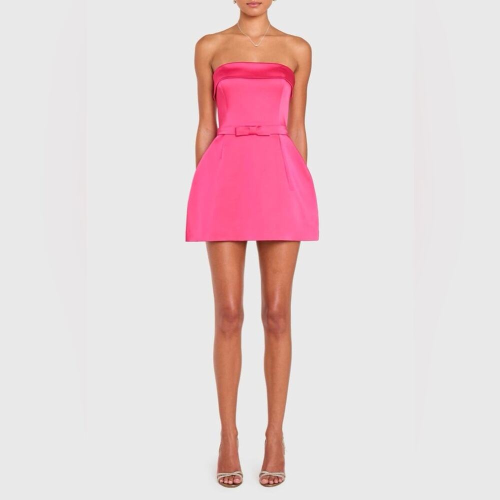 Amanda Uprichard Avalee Strapless Skort Romper in Wild Raspberry Pink M